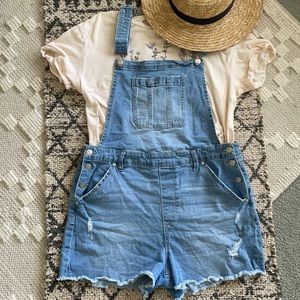 Denim short overalls